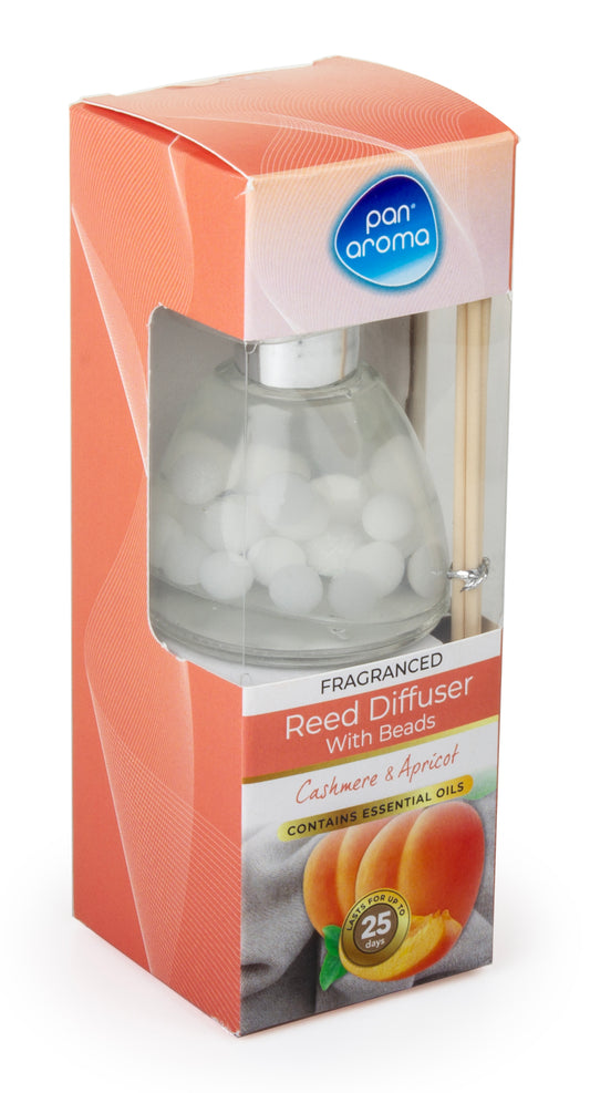 Pan Aroma 50ml Fragranced Reed Diffuser With Beads - Cashmere & Apricot