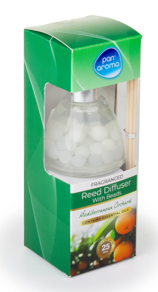 Pan Aroma 50ml Fragranced Reed Diffuser With Beads - Mediterranean Orchard