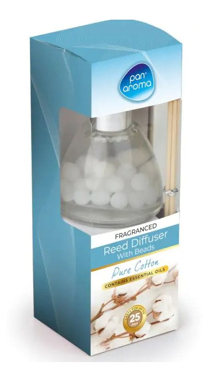 Pan Aroma 50ml Fragranced Reed Diffuser With Beads - Pure Cotton