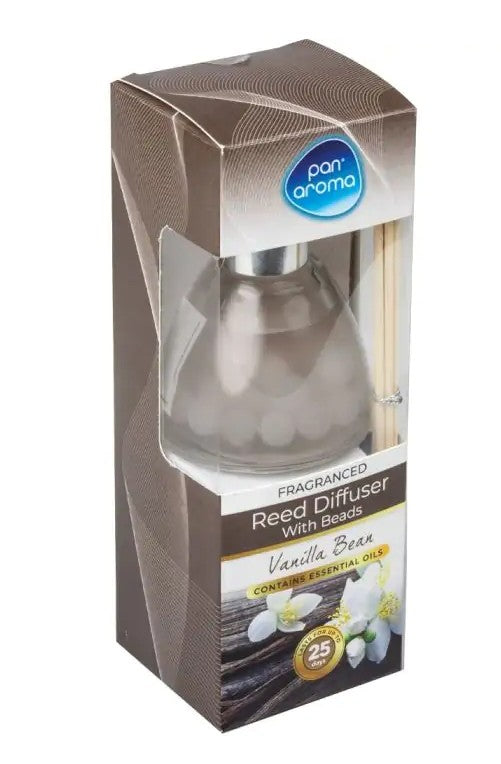 Pan Aroma 50ml Fragranced Reed Diffuser With Beads - Vanilla Bean