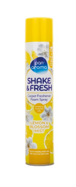 Pan Aroma Shake & Fresh Carpet Freshener Foam Spray 500ml - Lemon & Blossom Mist