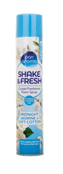 Pan Aroma Shake & Fresh Carpet Freshener Foam Spray 500ml - Midnight Jasmine & Soft Cotton