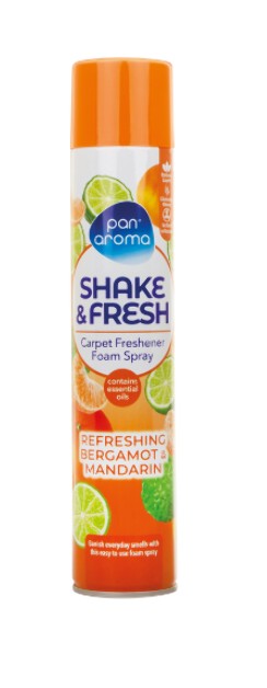 Pan Aroma Shake & Fresh Carpet Freshener Foam Spray 500ml - Refreshing Bergamot & Mandarin