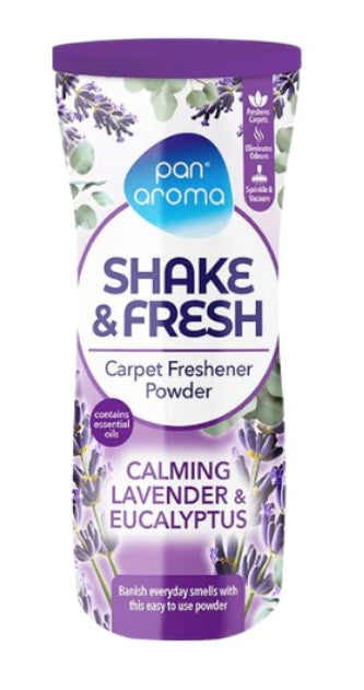 Pan Aroma Shake & Fresh Carpet Freshener Powder 500g - Calming Lavender & Eucalyptus