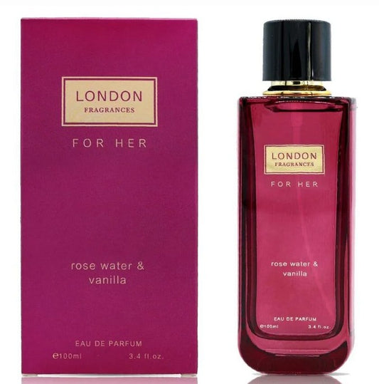 Women's London Fragrances Rose Water & Vanilla 100ml EDP